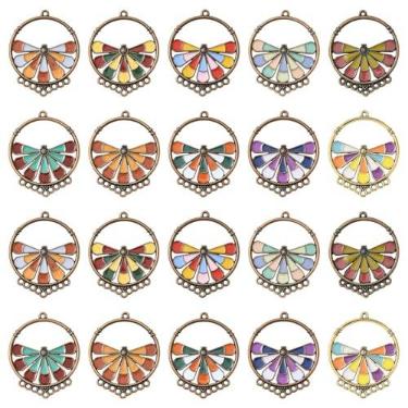Imagem de DanLingJewelry 20 peças estilo tibetano lustre esmaltado componentes elos antigos bronze vintage pingentes conector para fazer joias boho faça você mesmo