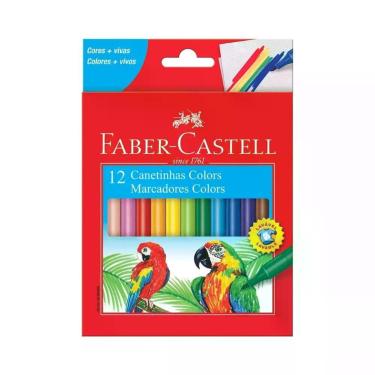 Imagem de Canetinha Hidrográfica Faber-Castell com Ponta Média Tinta Lavável Estojo com 12 Cores