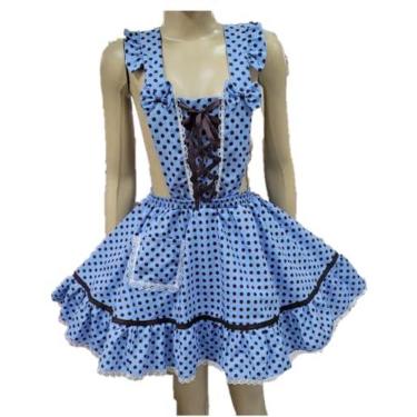 Imagem de Vestido Junino Jardineira Adulto/Saia Para Festa Junina (Preta/Branca/Rosa) (GG)