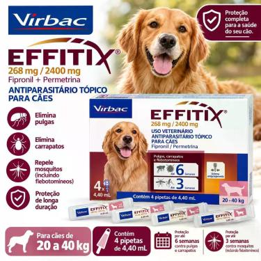 Imagem de Effitix caes 20 a 40 kg - 4x pipetas 4,40ml virbac - Virbac Brasil