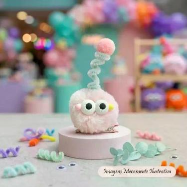 Imagem de Mini Presilha Monstrinho Rosa  Cabelo Maluco Infantil  Valor Unitário 