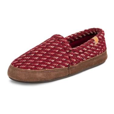 Imagem de Acorn Pantufas femininas moc com sensação confortável de nuvem, cabedal macio e aconchegante e sola antiderrapante, Tweed tecido granada, 8-9