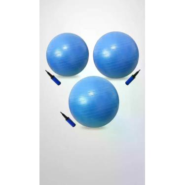 Imagem de Kit Bolas Pilates 55/65/75cm c/ 3 Bombas Azul - Congratulations Store