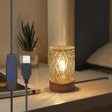 Imagem de GZWANHANGMY Mini Luz Noturna Led Suave E Quente, Abajur Regulável, Mesa De Cabeceira Pequena, Luminária Vidro, Leitura Para Quarto, Sala Estar, Estudo, Escritório