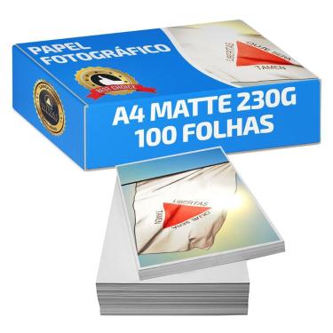 Imagem de Papel Fotográfico Foto 230g A4 Matte À Prova D'água Pacote 100 Folhas 