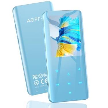 Imagem de AGPTEK Leitor de música portátil de 32 GB com Bluetooth 5.3, tela curvada A19X de 2,4 polegadas, com alto-falante, som sem perdas com rádio FM, gravador de voz, suporta até 128 GB, azul