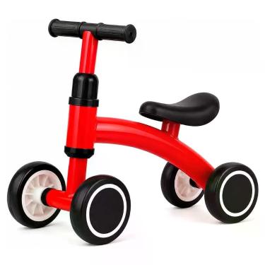 Imagem de Bicicleta de Equilíbrio Infantil sem Pedal 4 Rodas com Assento Anatômico e Guidão com Limitador de Giro Vermelha Freio