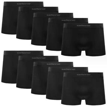 Imagem de Kit 10 Cueca Boxer Infantil Selene Anatômica Sem Costura, Preto, G