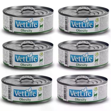 Imagem de Kit c/ 6 Vet Life Obesity Ração Úmida p/ Gatos 85g