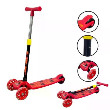 Imagem de Patinete Infantil 3 Rodas em Pvc Freio Dobrável Altura Ajustável Menin