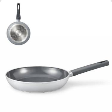 Imagem de Frigideira de Ceramica, Indução, Gás e Eletrica, Antiaderente com Cabo Soft Touch, 5 Camadas Cerâmicas, Resistente a Arranhões, 24 cm, Frita sem Óleo. (Cinza)