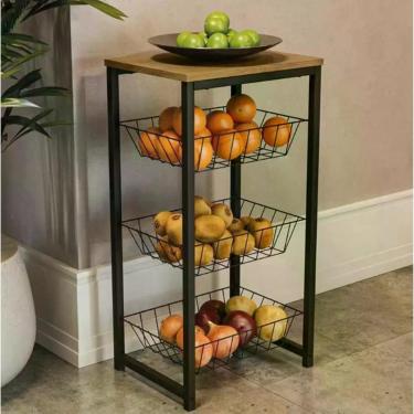Imagem de Fruteira Chão Cozinha Extra Forte Tampo De Mdf Suporta Filtro De Agua 