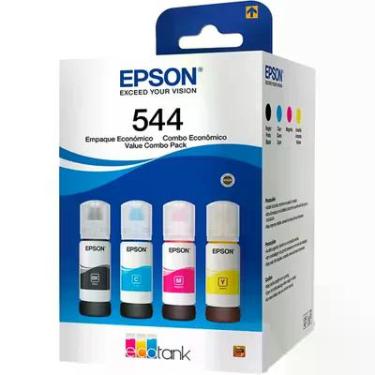 Imagem de Tinta Epson 544 L3150 L3110 L3250 L3210 Kit 4 Garrafas