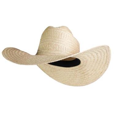 Imagem de Chapéu Boiadeiro Country De Palha Natural Carnaúba Sertanejo Rodeio Vaqueiro Fazenda Proteção do Sol