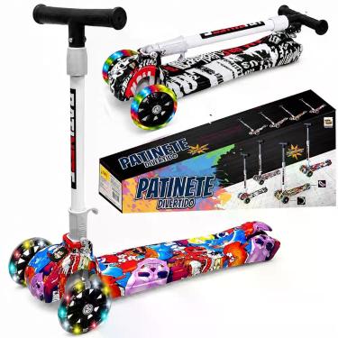 Imagem de Patinete Grafitado Street Art Luz Níveis de Altura Unissex até 45kg e