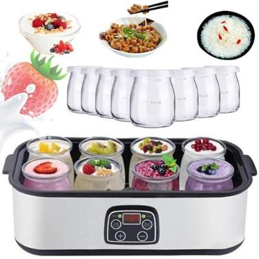 Imagem de Ultimate Yogurt Maker Com 8 Potes De Vidro, Máquina Automática De Iogurte De 1400 Ml, Máquina De Iogurte Elétrica Multifuncional, Para Iogurte Orgânico, Natto Maker