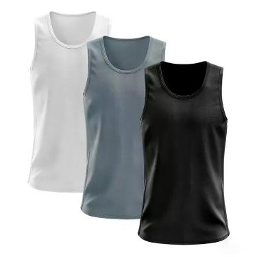 Imagem de Kit 3 Regatas Dry Fit Lisa Básicas Proteção Solar UV Térmica - SSPORT,