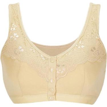 Imagem de Sutiãs Esportivos De Algodão Para Mastectomia Mulheres Fechamento Frontal Todos Os Dias Após A Cirurgia Sutiã Com Bolsos Para Formas De Mama, Purple, 80/36ABC