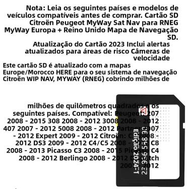 Imagem de Cartão SD De Mapa De Navegação GPS 2023 Para Peugeot RNEG MY WAY C3 C4