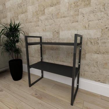 Imagem de Mini estante industrial para sala aço cor preto prateleiras 30 cm cor 