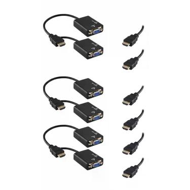 Imagem de Adaptador HDMI para VGA c/ Áudio P2 - Kit 10 Unidades - Congratulation
