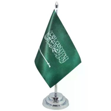 Imagem de Bandeira Mesa Dupla Face Arábia Saudita 29 Cm Alt Mastro