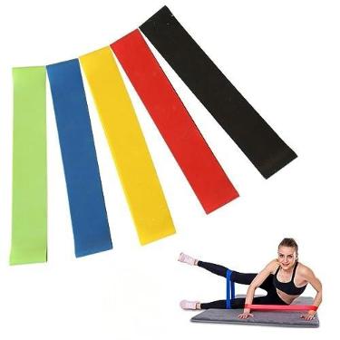 Imagem de Kit 5 Faixas Elasticas Mini Band Exercicios em Casa Extensor Academia Fitness Crossfit Yoga Pilates EXCLUSIVO MARCA SAMPEES