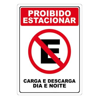 Imagem de Adesivo Proibido Estacionar Carga E Descarga Dia E Noite Cor Vermelho