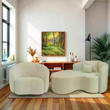 Imagem de Kit Recamier Curvo Sala de Estar Inglaterra 150cm Lado Esquerdo e Polt