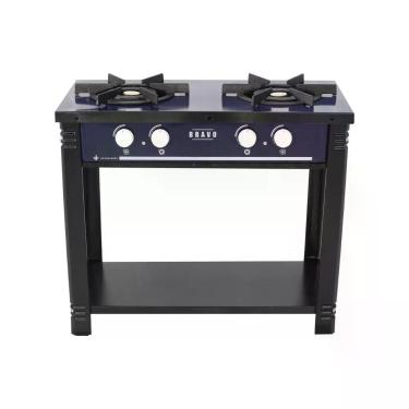 Imagem de Fogão Industrial Baixa Pressão a Gás 2 Bocas Bravo BR2B Esmaltado Azul Metalúrgica Venâncio