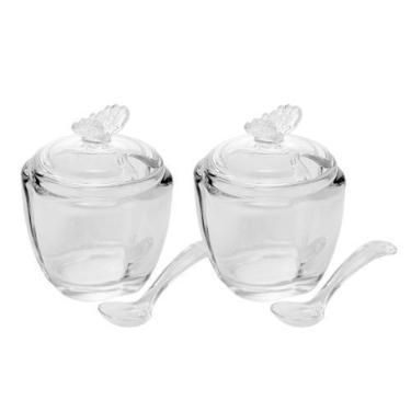 Imagem de Kit 2 Açucareiro de Vidro com Colher Butterfly Borboleta 180ml Wolff