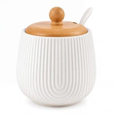 Imagem de Açucareiro Oasis 300ml Tampa Madeira Colher Porta Açúcar - 39x30x44