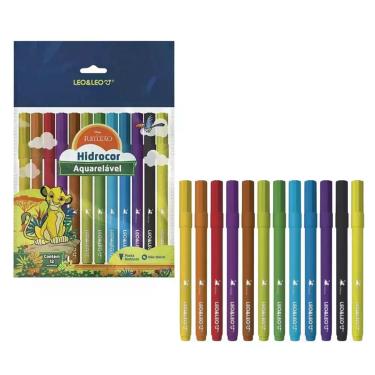 Imagem de Caneta Hidrocor Escolar Rei Leão, Pack com 12 Cores - Leo&Leo - LEO E 