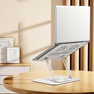 Imagem de Suporte para notebook, feito de aço totalmente carbono, dissipação rápida de calor, ventilador de sucção magnética de turbina dupla, rotação de 360°, suporta um peso de 20 kg (branco, sem ventilador)