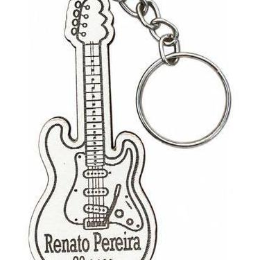 Imagem de Kit Chaveiros Guitarra Nome Idade Música Mdf Branco - Arte Laser, MDF 