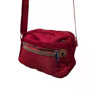 Imagem de Pochete Bolsa Transversal Retangular Alça Ajustável Casual Lisa Vinho