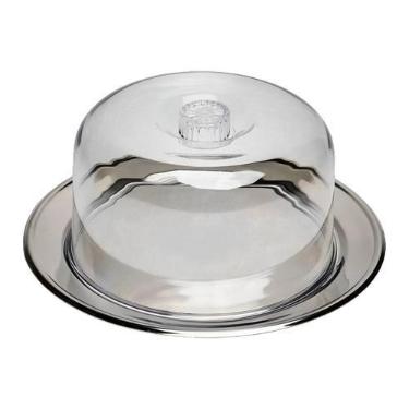 Imagem de Porta Queijos Display Com Prato Base Inox Queijeira Cúpula - Kadê