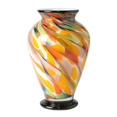 Imagem de Vaso de vidro gradiente retrô – 29,8 cm de altura, vaso de vidro colorido de boca larga para mesa de jantar, mesa de jantar, entrada, sala de estar, decoração de casamento, vaso decorativo (laranja)