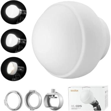 Imagem de Godox Kit de difusão ML-CD15 com 3 adaptadores, difusor de cúpula de luz de flash compatível com Godox V1 AD200PRO AD300PRO AD400PRO V850II TT685II TT685 ML30 ML60Bi etc
