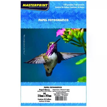 Imagem de Papel Fotográfico Glossy 120g A4 Branco Brilhante Masterprint com 20 F