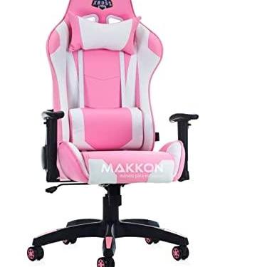 Imagem de MAKKON Cadeira Gamer Moderno Ergonômica Rosa/Branco com Estrutura de Metal para Jogos