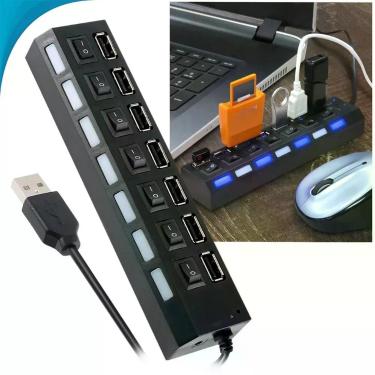 Imagem de Hub Usb 7 Portas Preto Com Fonte Externa Dia Dos Pais - Zonne