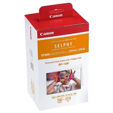 Imagem de Kit Impressão Fotografica Papel E Tinta Canon Selphy RP108 Para 108 Im