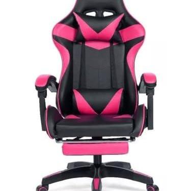 Imagem de Cadeira Gamer Ergonômica Reclinável Giratória Confortável Com Apoio de Pe Cor:Rosa/BK