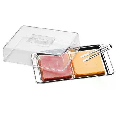 Imagem de Conjunto para frios brinox 3 pcs atina acrilico base e pegador inox 14