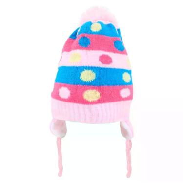 Imagem de Touca Gorro Infantil Rosa Bolinhas Coloridas Tamanho único