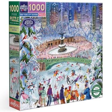 Imagem de Eeboo Quebra-cabeça de 1000 peças de patinadores da cidade de Nova York - Quebra-cabeça adulto de papelão de 1000 peças - dimensões 58,5 cm x 58,5 cm