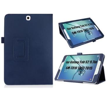 Imagem de Capa para Samsung Galaxy Tab S2 9,7 polegadas 2015 (SM-T810 T813 T815 T817 T818 T819), capa fólio de couro PU suporte multi-ângulo com suporte para lápis para Galaxy Tab S2 9,7 polegadas 2015