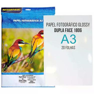 Imagem de Papel Fotográfico Glossy Dupla Face Masterprint A3 180g Branco Brilhan