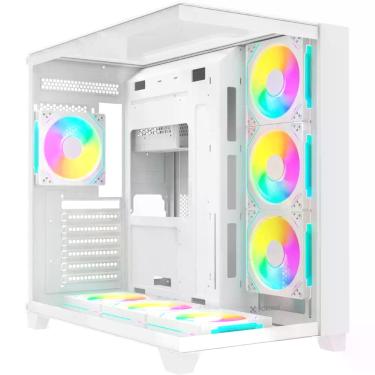 Imagem de Gabinete Gamer Clarity Full Glass Aquario ATX M-ATX Aco com Painel em Vidro Temperado Branco Fortrek